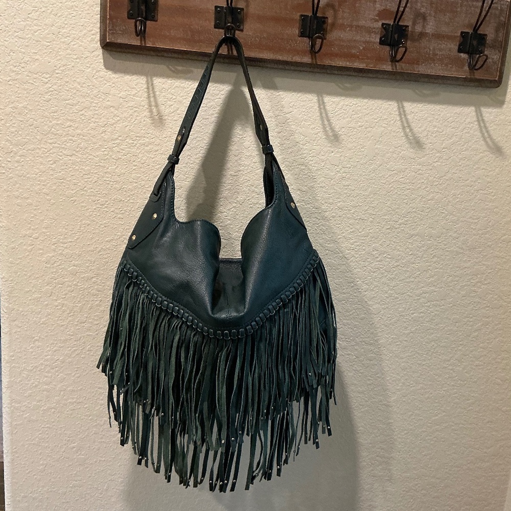 OrYANY Stevie Dark Forest Green Leather Fringe Concealed Carry Handbag